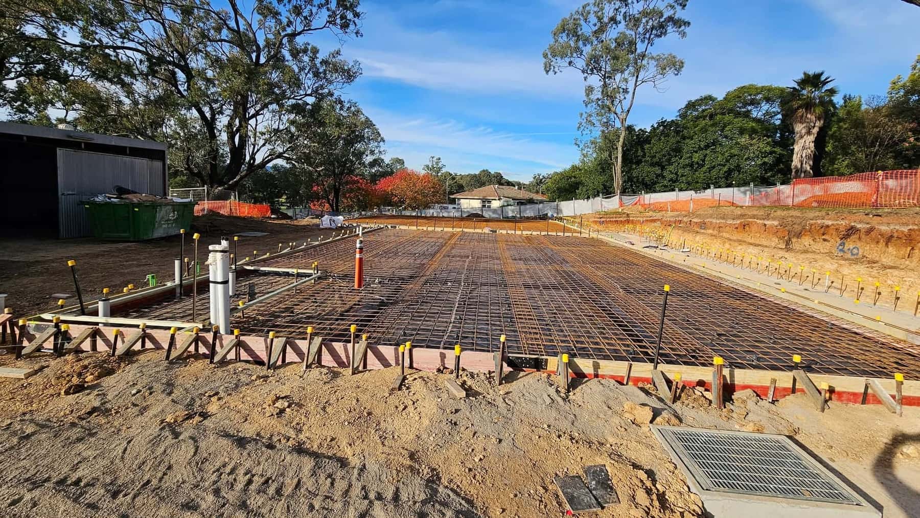 A slab boxed up and meshed on a Hunter Valley site, ready for the pour